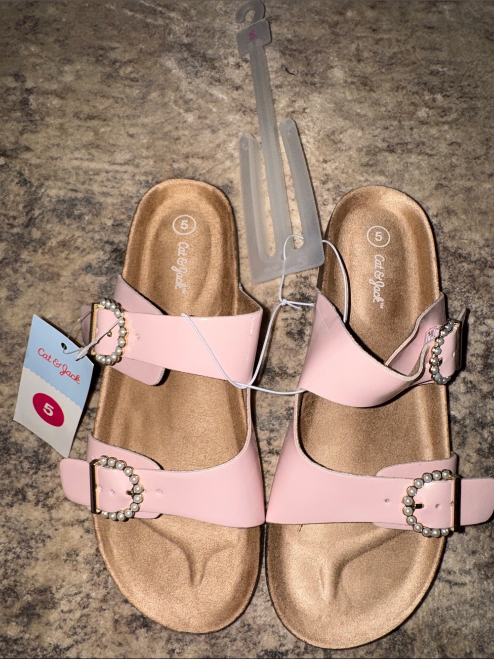 Cat & Jack Pink Pearl Buckle Slide Sandals